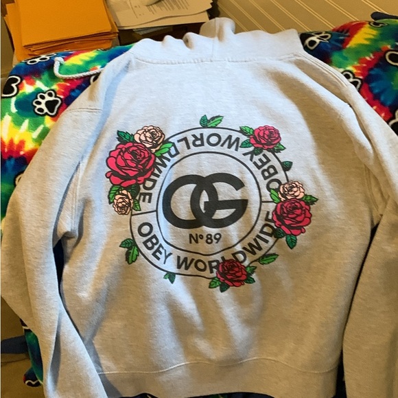Obey Gray Hoodie with Floral Logo - Picture 3 of 3
